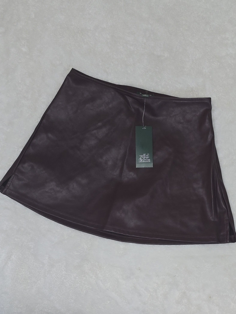 NWT Wild Fable Faux Leather Mini Skort - Burgundy / Dark Wine (Size XS)